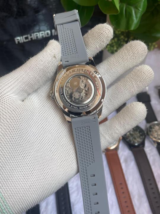 Tommyy  Hilfiger Automatic Silicon Belt Grey Silver Black AT145