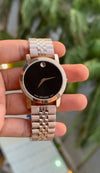 Movado slim rose gold black dial