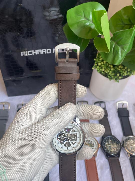 Tommyy  Hilfiger Automatic Leather Belt Brown White Dial AT143