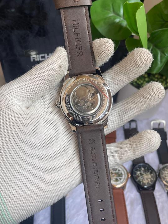 Tommyy  Hilfiger Automatic Leather Belt Brown White Dial AT143