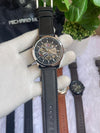 Tommyy  Hilfiger Automatic Leather Belt Black Silver Black AT143
