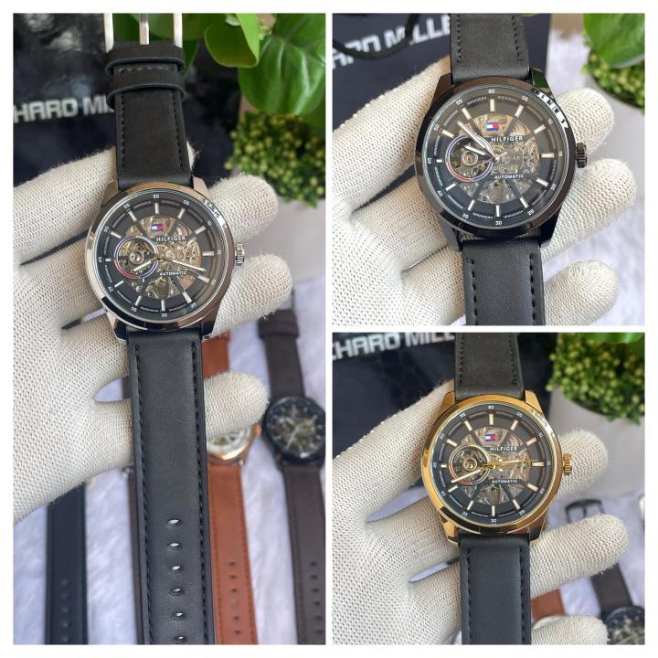 Tommyy  Hilfiger Automatic Leather Brown Rose Gold White AT143