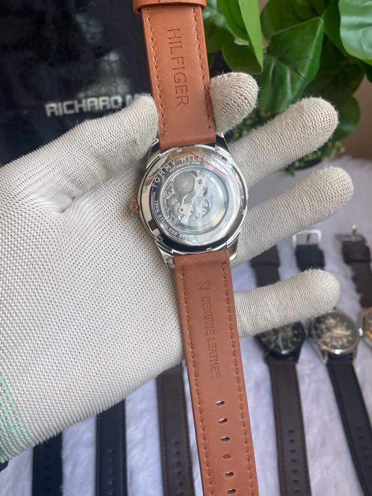Tommyy  Hilfiger Automatic Leather Brown Rose Gold White AT143
