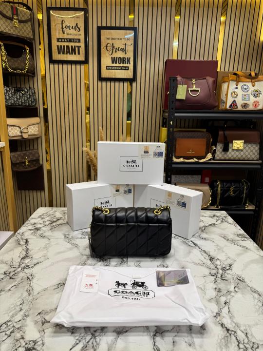 Coac_h Tabby Quilted Black Shoulder Bag With Box And Dust Bag