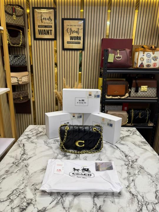 Coac_h Tabby Quilted Black Shoulder Bag With Box And Dust Bag