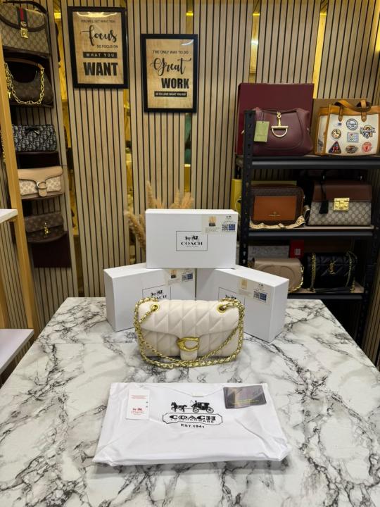 Coac_h Tabby Quilted White Shoulder Bag With Box And Dust Bag