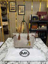 Michael Kor_s Voyager Signature Monogram Tote Bag With MK Charm And Dust Bag (2616) (Beige)