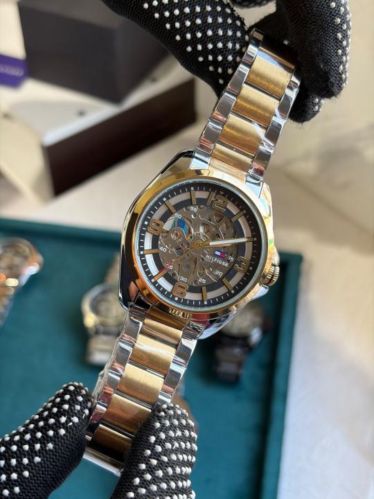 TOMM Y HILFIGER AUTOMATIC WATCH TT GOLD BLACK 498