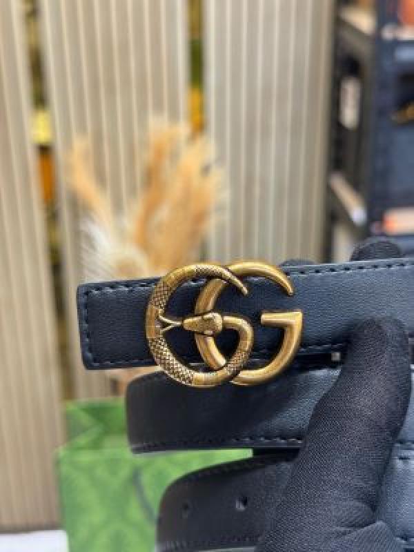 Gucc.iGG SNAKE LOGO BUCKLE BLACK BELT WITH BOX DUST BAG INCLUDING CARRY BAG (7-1)