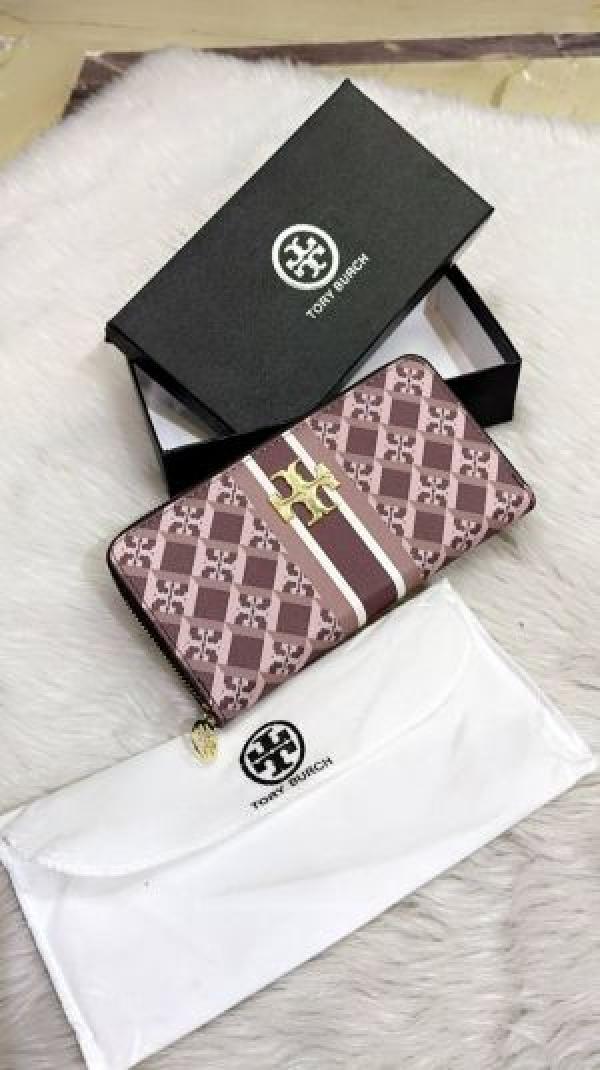 Tory Burc_h Premium Quality Wallet With Box And Dust Bag (Coffee)