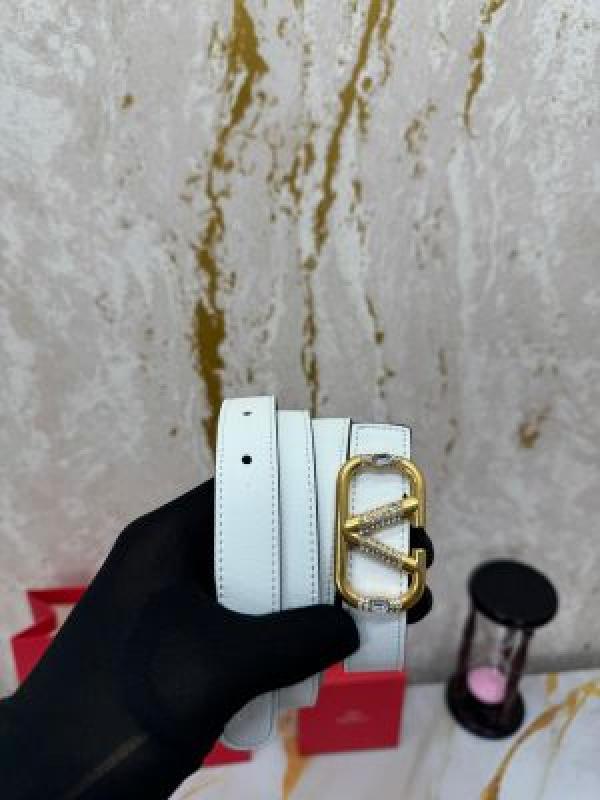 Valentin_o garavani V-logo crystal leather belt with box and dust bag including carry bag (V43-White)