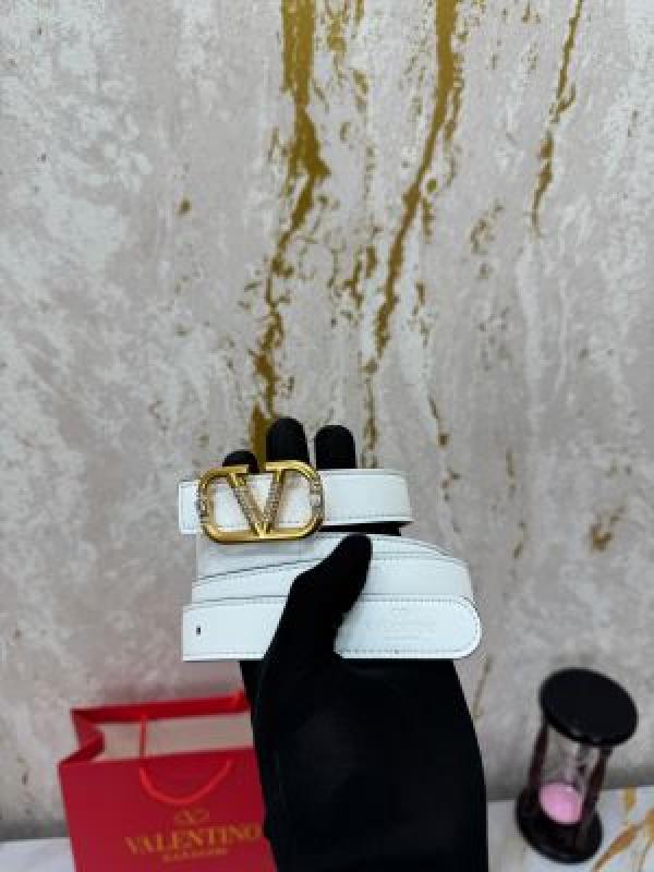 Valentin_o garavani V-logo crystal leather belt with box and dust bag including carry bag (V43-White)