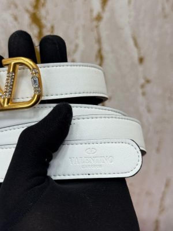 Valentin_o garavani V-logo crystal leather belt with box and dust bag including carry bag (V43-White)