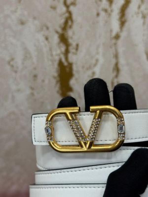Valentin_o garavani V-logo crystal leather belt with box and dust bag including carry bag (V43-White)