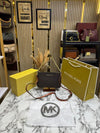 Michael Kor_s Pvc Jet Set Signature Monogram Crossbody Bag With Chain Strap Shoulder Strap With Box Carry Bag & Dust Bag (Brown)