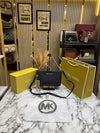 Michael Kor_s Pvc Jet Set Signature Monogram Crossbody Bag With Chain Strap Shoulder Strap With Box Carry Bag & Dust Bag (Black)
