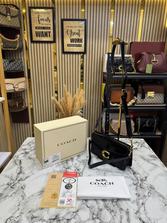 Coac_h Tabby 26 Signature Jacquard & Embossed Leather Shoulder & Crossbody Bag With Box & Dust Bag (Black)