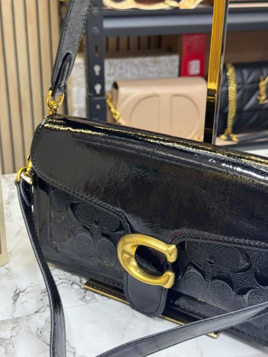 Coac_h Tabby 26 Signature Jacquard & Embossed Leather Shoulder & Crossbody Bag With Box & Dust Bag (Black)