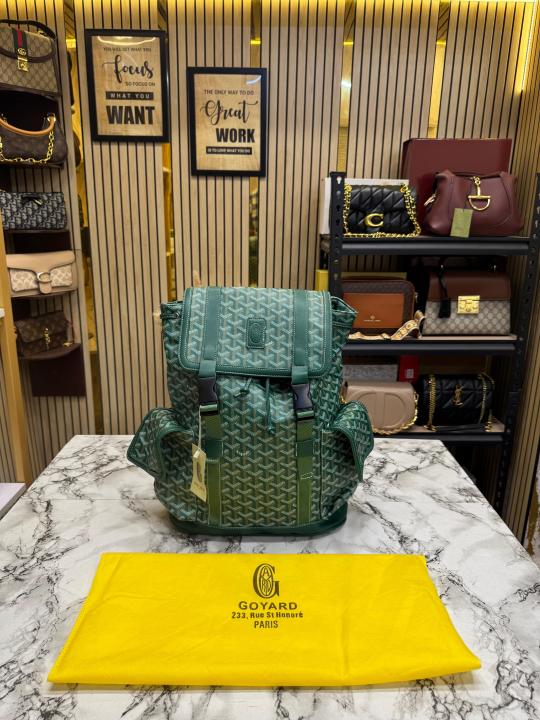 Goyar_d Alpin Backpack In Goyar_dian Canvas And Leather With Dust Bag (Green) (792080)