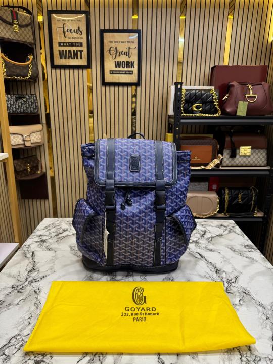 Goyar_d Alpin Backpack In Goyar_dian Canvas And Leather With Dust Bag (Blue) (792080)
