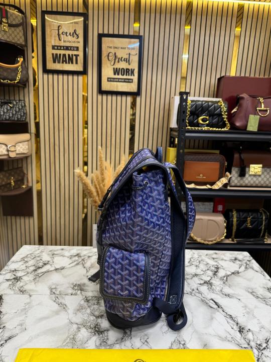 Goyar_d Alpin Backpack In Goyar_dian Canvas And Leather With Dust Bag (Blue) (792080)