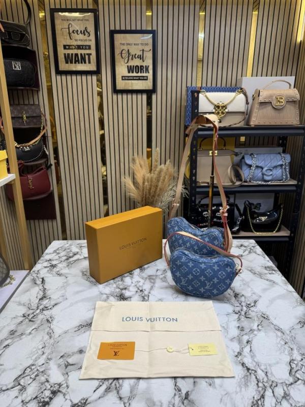 Loui_s Vuitton Demin Cruissant MM Hand Bag With Box And Dust Bag (Blue-24828)