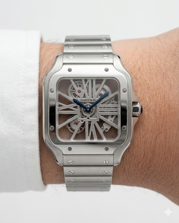 Cartiee_r Santos Skeleton Battery silver white