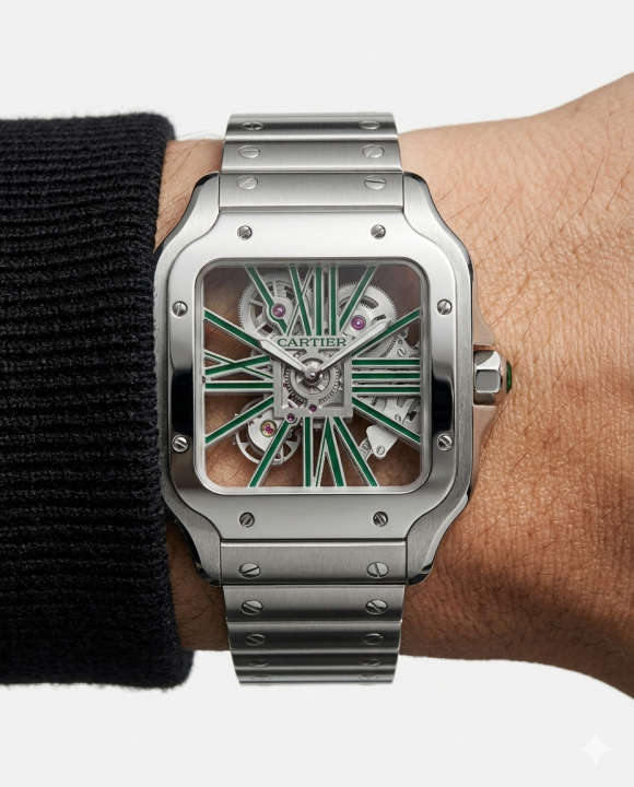 Cartie_r Santos Skeleton Battery silver green