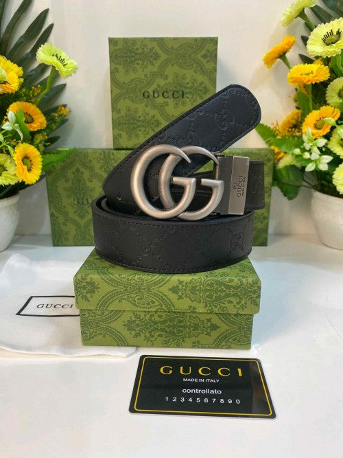 GUCC_I GG MATTE SILVER REVERSE MEN BELT WID OG ACCESSORIES 296
