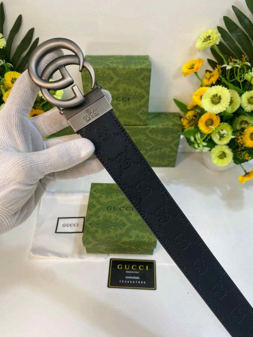 GUCC_I GG MATTE SILVER REVERSE MEN BELT WID OG ACCESSORIES 296