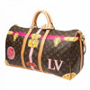Loui_s Vuitton LV Keepall Bandouliere Monogram Travel Duffle Bag With Decorative Patchwork & Lock