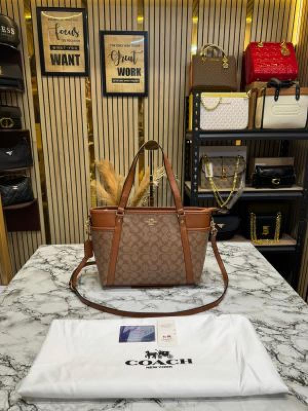 Coac_h Juliet Signature Canvas Da Tote Bag With Dust Bag (Brown-8382)