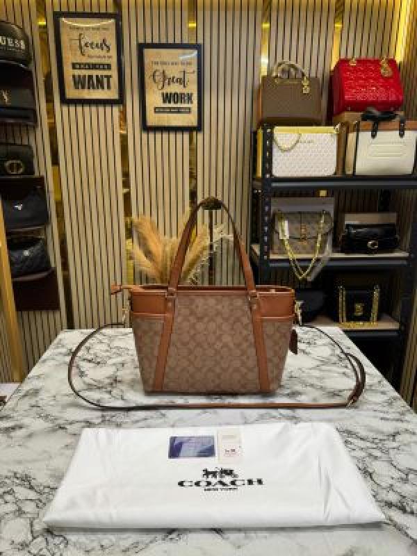 Coac_h Juliet Signature Canvas Da Tote Bag With Dust Bag (Brown-8382)