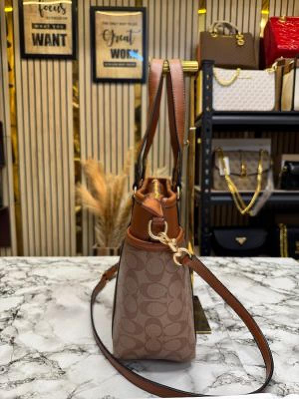 Coac_h Juliet Signature Canvas Da Tote Bag With Dust Bag (Brown-8382)