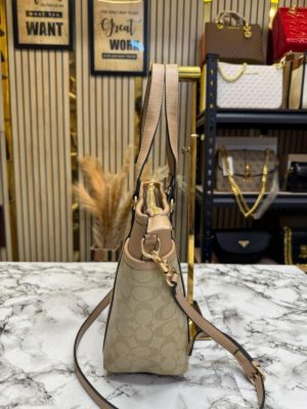 Coac_h Juliet Signature Canvas Da Tote Bag With Dust Bag (Apricot-8382)