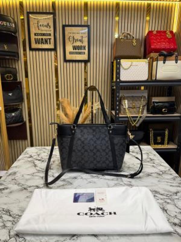 Coac_h Juliet Signature Canvas Da Tote Bag With Dust Bag (Black-8382)