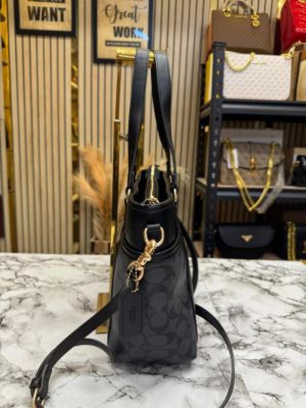 Coac_h Juliet Signature Canvas Da Tote Bag With Dust Bag (Black-8382)