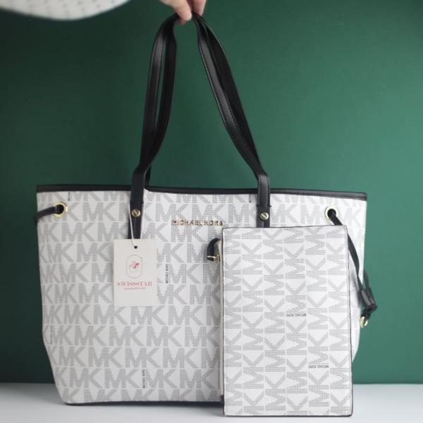 Michael Kor_s Large Jet Set Big Mk Print Tote Bag With Dust Bag (2003-White)