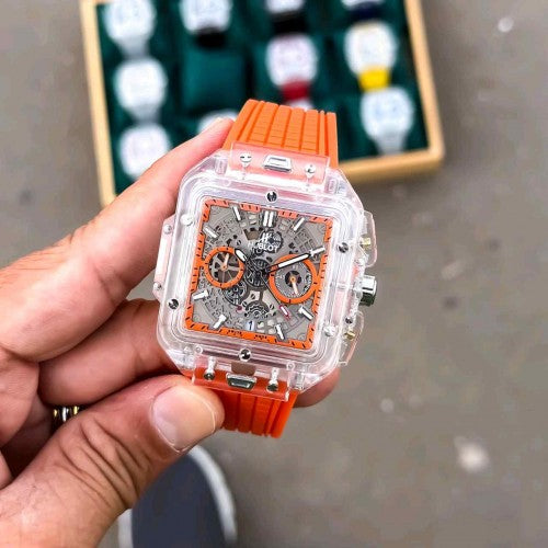 HUBLOT SKELETON TRANSPARENT MENS WATCH