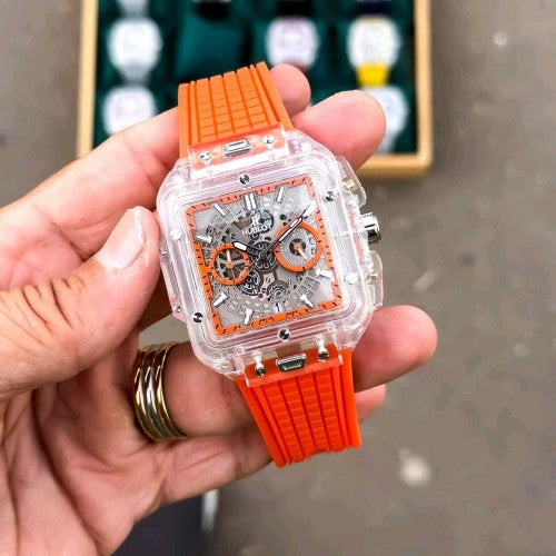 HUBLOT SKELETON TRANSPARENT MENS WATCH