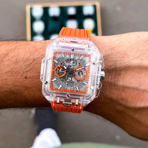 HUBLOT SKELETON TRANSPARENT MENS WATCH