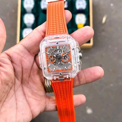 HUBLOT SKELETON TRANSPARENT MENS WATCH