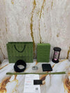 GUCC_I GG EMBOSSED MONOGRAM PREMIUM QUALITY BELT & WALLET COMBO WITH OG BOX DUST BAG CARRY BAG G64-3