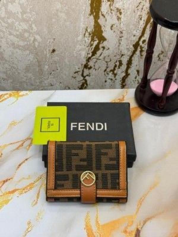 Fend_i Zucca Print Premium Tri-Fold Wallet (9983-2 Caramel)