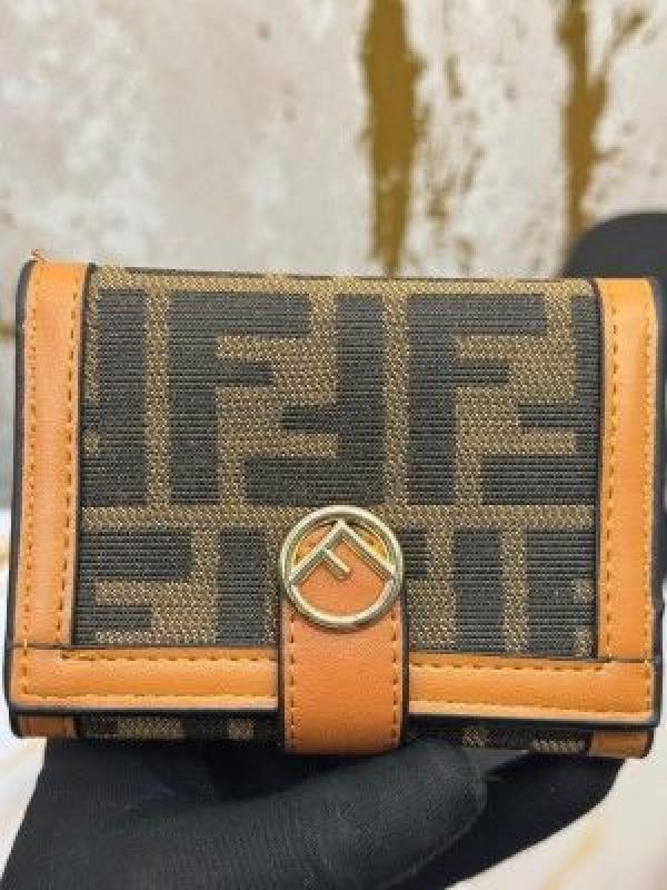 Fend_i Zucca Print Premium Tri-Fold Wallet (9983-2 Caramel)