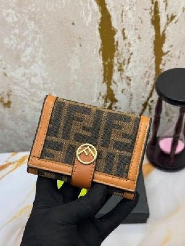 Fend_i Zucca Print Premium Tri-Fold Wallet (9983-2 Caramel)