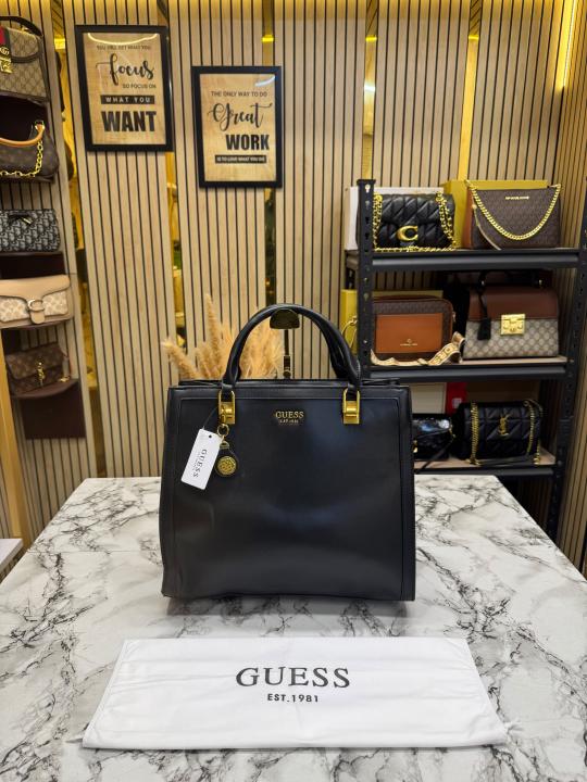 GUESS ELAVATE TOTE WITH DUST BAG PREMIUM QUALITY (BLACK)
