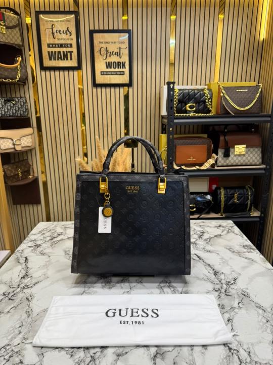 GUESS ELAVATE TOTE WITH DUST BAG PREMIUM QUALITY (BLACK)