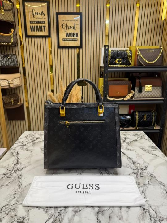 GUESS ELAVATE TOTE WITH DUST BAG PREMIUM QUALITY (BLACK)