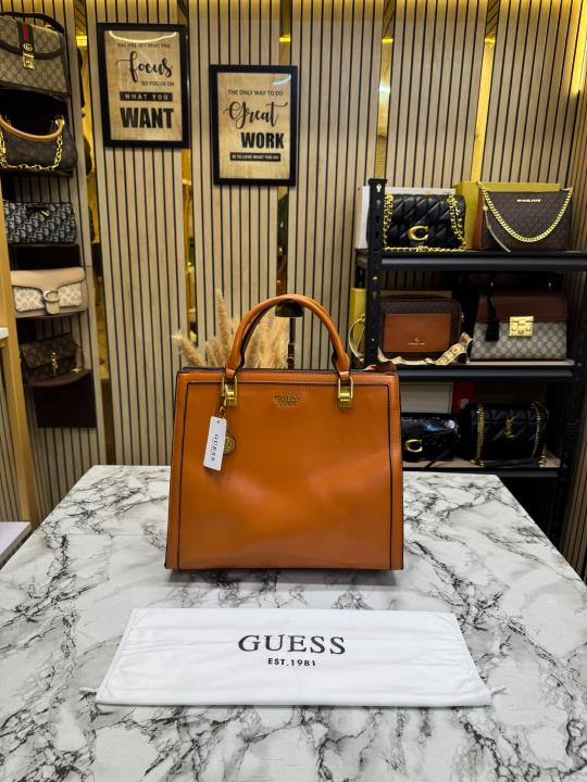 GUESS ELAVATE TOTE WITH DUST BAG PREMIUM QUALITY (BROWN)